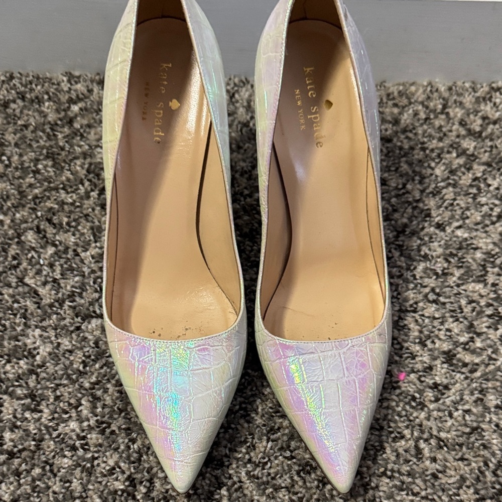Kate Spade Iridescent Croc-Embossed Heels